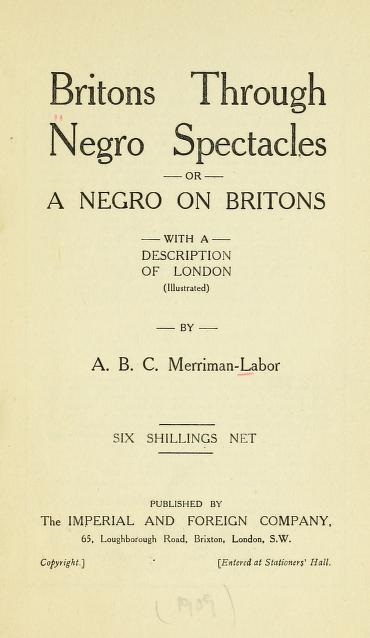 britons through negro spectacles imperial and foreign company 1922